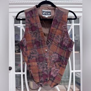 Vintage G-III Global Identity Leather Plaid Vest